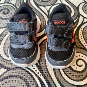 Adidas Black and Orange Stripe Velcro Sneaker